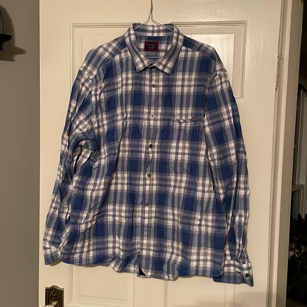 Blue and white button up